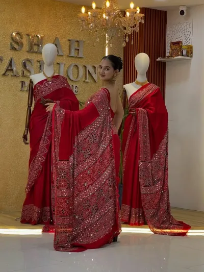 Rich Red Viscous Silk Saree